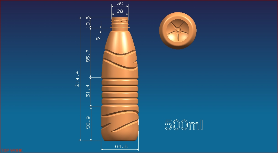 500ml Bottle Drawing